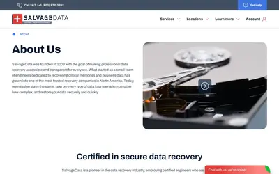 SalvageData About page confirming DonorDrives ownership