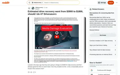 Reddit post: DriveSavers SSD quote dropped from $3,900 to $1,800