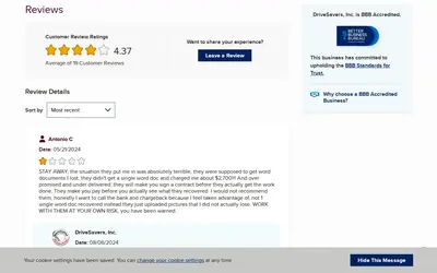 BBB review: DriveSavers charged $2,700 and recovered zero Word docs