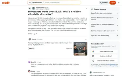 Reddit post: DriveSavers 2TB HDD logical recovery quoted $3,000+