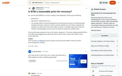 Reddit post: SalvageData WD 500GB quoted $2,200, haggled to $750
