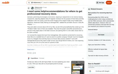 Reddit post: SalvageData 10% recovery for $3,000+