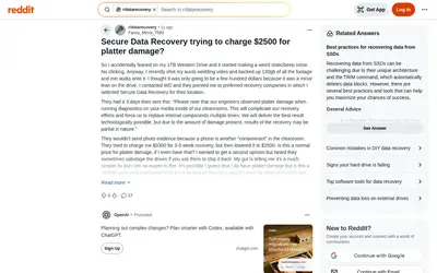 Reddit post: SecureData 1TB WD quoted $3,300, dropped to $2,500