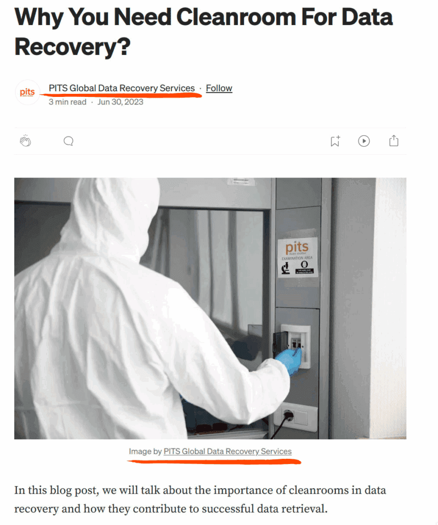Screenshot from a PITS article about clean rooms