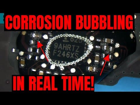 Liquid damage under a microscope; why to power off immediately