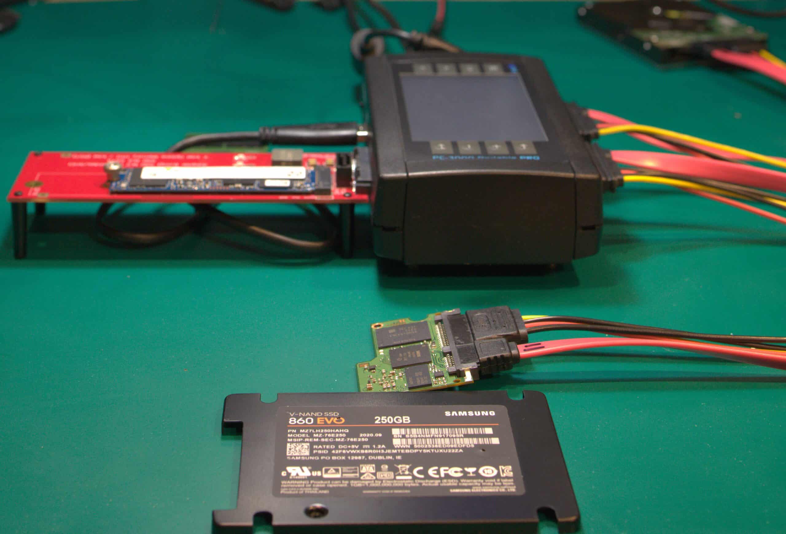 Technician repairing a storage device (hero background image)