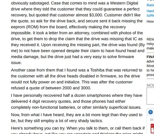 Screenshot of Secure Data Recovery evidence for finding COMPLAINT-002