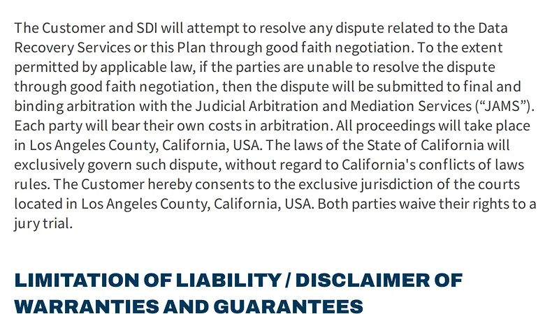 Screenshot of Secure Data Recovery evidence for finding LEGAL-002