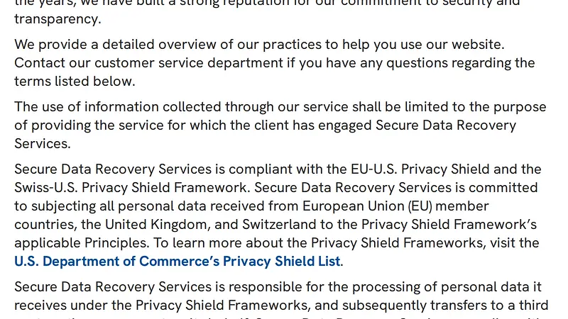 Screenshot of Secure Data Recovery evidence for finding MARKETING-002