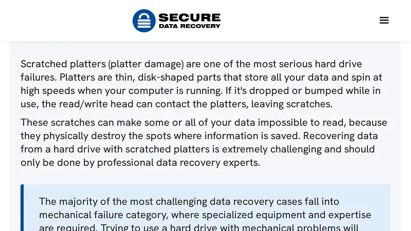 Screenshot of Secure Data Recovery evidence for finding TECH-004