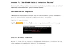 Screenshot of AOMEI website showing the claim: "Fix 1: Check DiskErrors using CHKDSK... locates bad sectors ..."