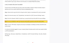 Screenshot of EaseUS website showing the claim: "Choose "TPM State" using the arrow keys and disable it. Disa..."