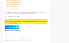 Screenshot of EaseUS website showing the claim: "Too many fragments on your SSD will slow it down, so the fir..."