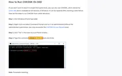 Screenshot of EaseUS website showing the claim: "chkdsk C: /f /r /x..."