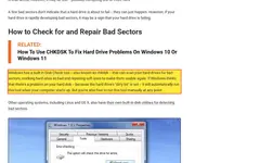 Screenshot of How-To Geek website showing the claim: "Windows has a built-in Disk Check tool -- also known as chkd..."