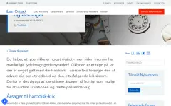 Screenshot of Ontrack website showing the claim: "Selvom der er flere grunde til, at harddisken klikker, stamm..."