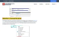 Screenshot of SalvageData page: Should you format a drive to fix a fatal hardware error?