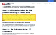 Screenshot of SalvageData page: Should you use a failed drive as a RAID hot spare?