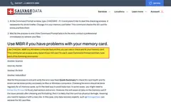 Screenshot of SalvageData page: Should you run bootrec commands on an SD card?
