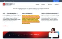 Screenshot of SalvageData page: Can RAID 0 operate in degraded mode?