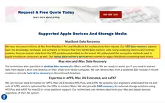 Screenshot of Secure Data Recovery website showing the claim: "using soldering stations and forensic systems, they can extr..."