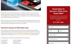 Screenshot of TechFusion website showing the claim: "When you entrust us with your SSD device, we'll carefully ex..."