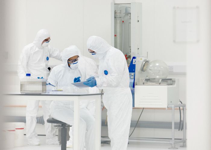 three space suits complete data recovery in clean room
