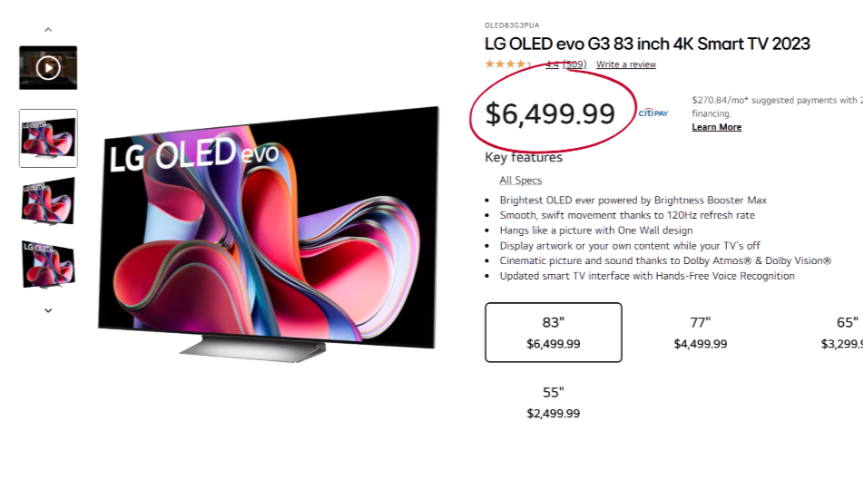 price-of-83 OLED TV